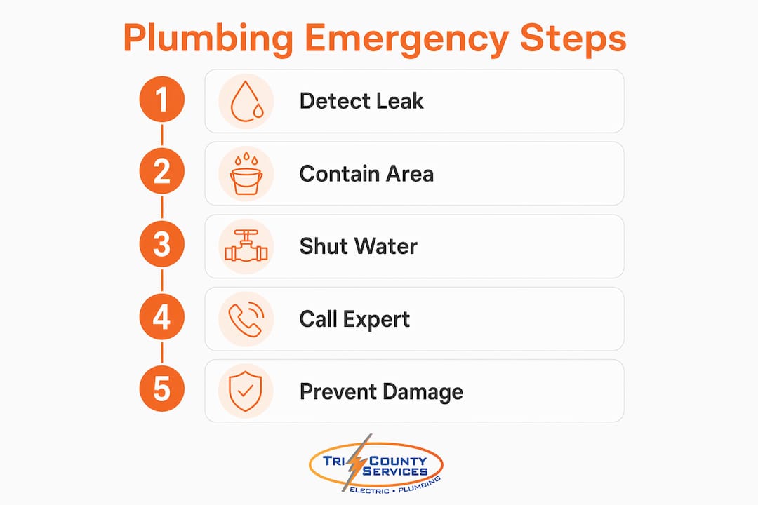 Infographic with steps to handle plumbing emergencies