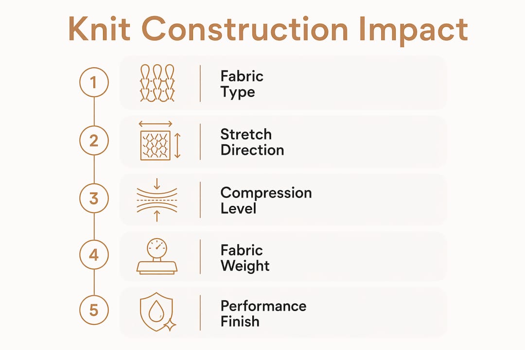 Infographic showing knit construction performance steps