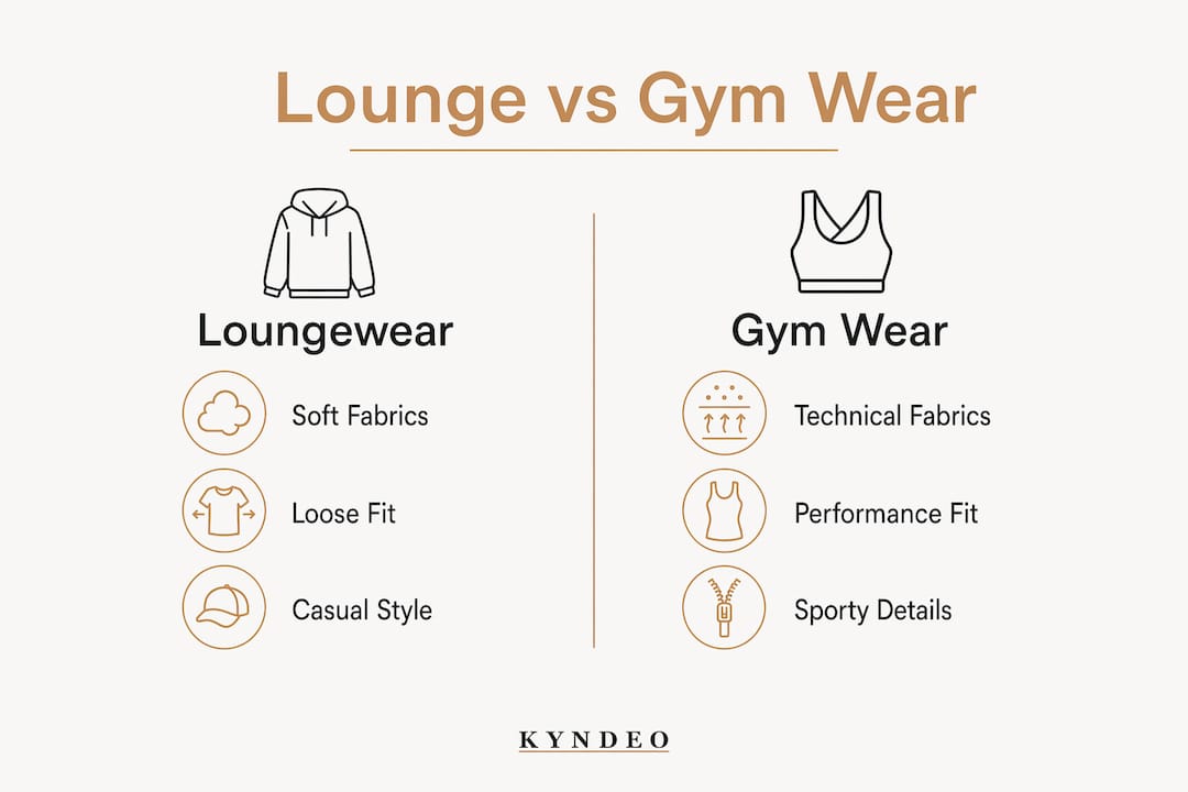 Infographic comparing loungewear and gym wear features