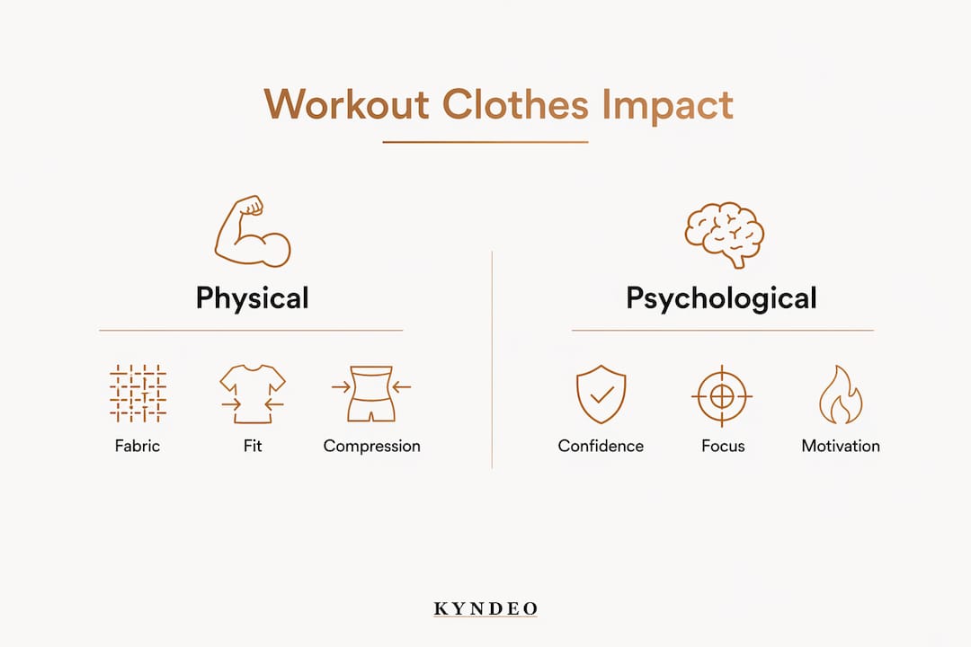 Infographic showing physical vs psychological effects of workout clothes