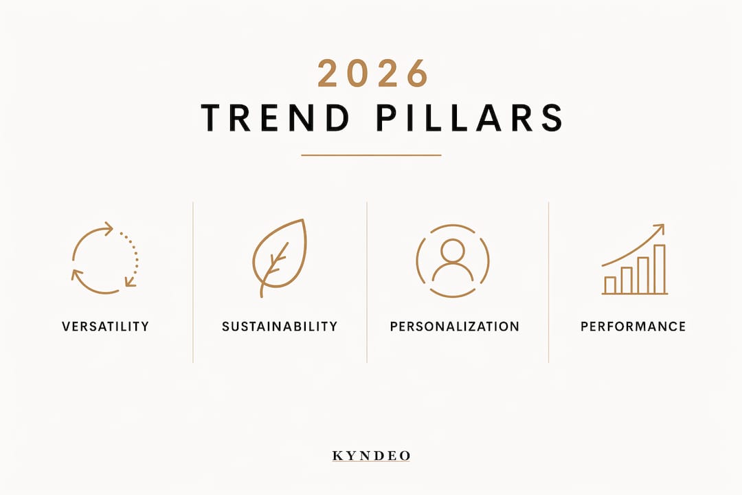 Infographic showing 2026 activewear trend pillars