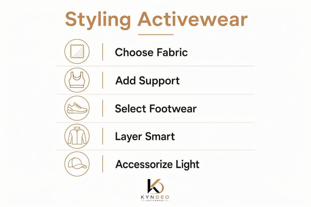 Infographic outlining activewear styling steps