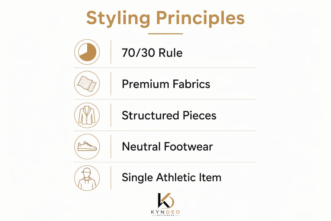 Infographic outlining smart casual activewear styling principles