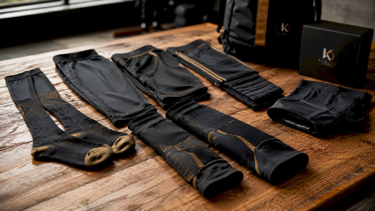 Compression wear products displayed in studio