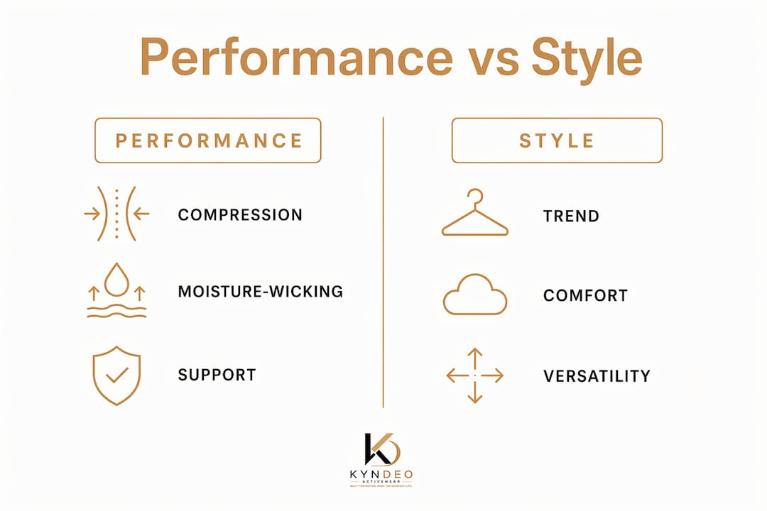 Infographic comparing performance and style in workout sets