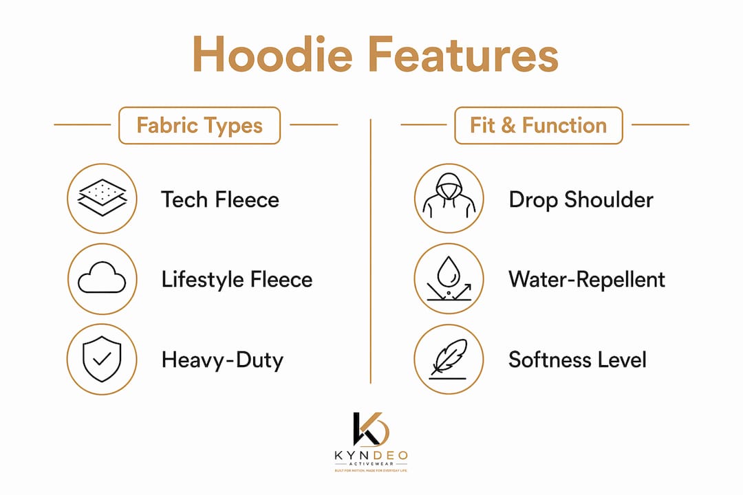 Infographic comparing oversized hoodie fabric and fit features