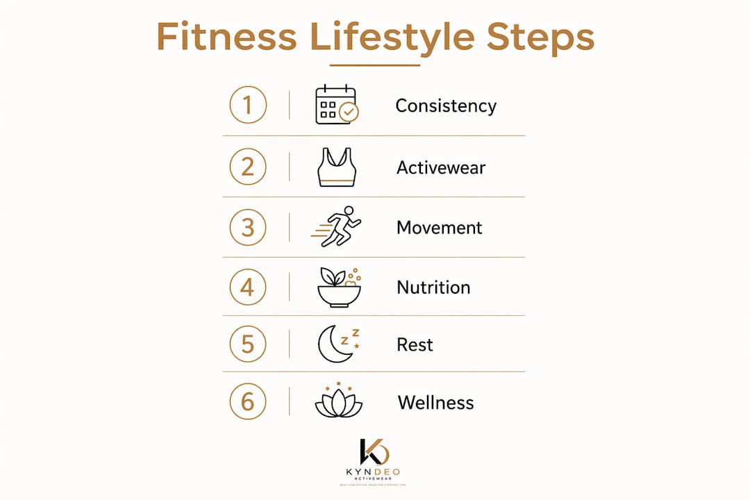 Infographic showing key steps for a fitness lifestyle
