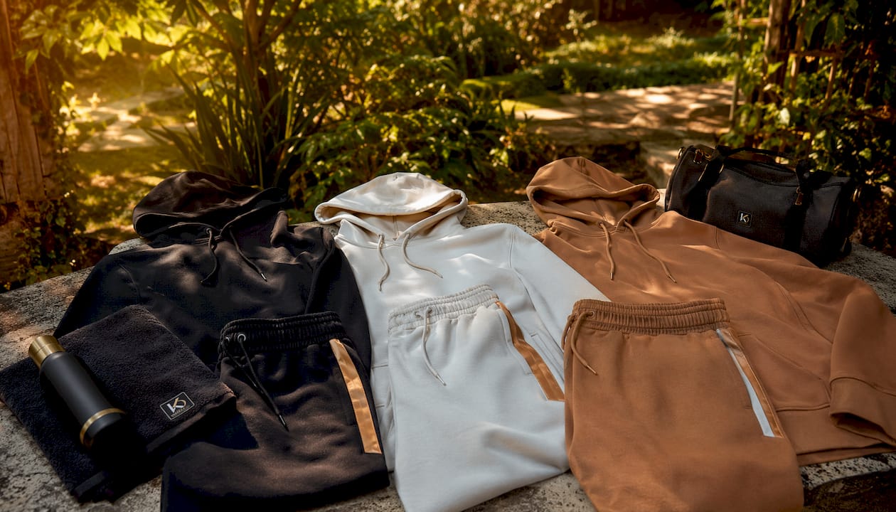 KYNDEO hoodies with matching bottom sets on display