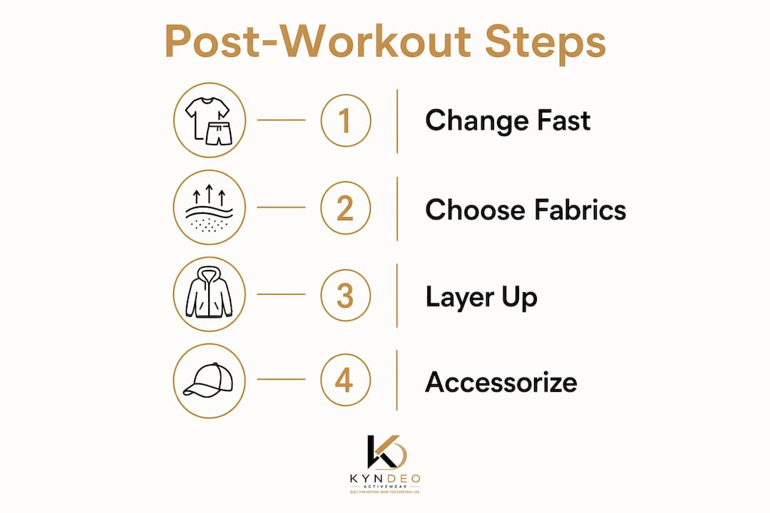 Infographic showing four-step gym-to-street outfit process