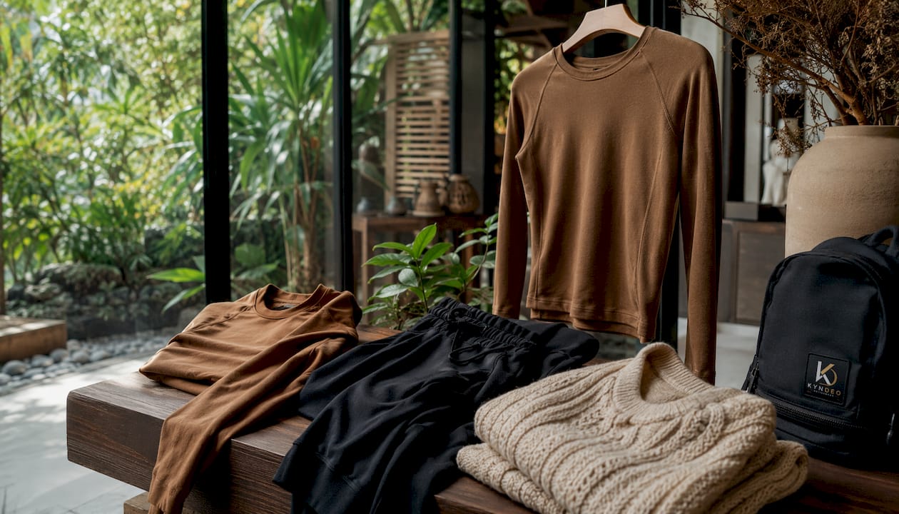 Close-up of technical athletic wear fabrics and design