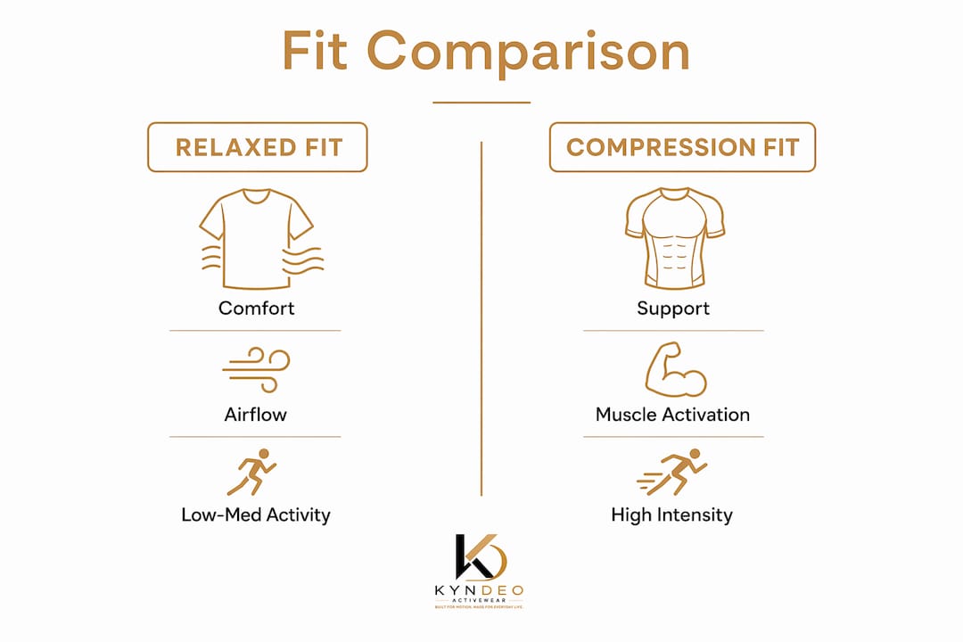 Infographic comparing relaxed fit and compression activewear