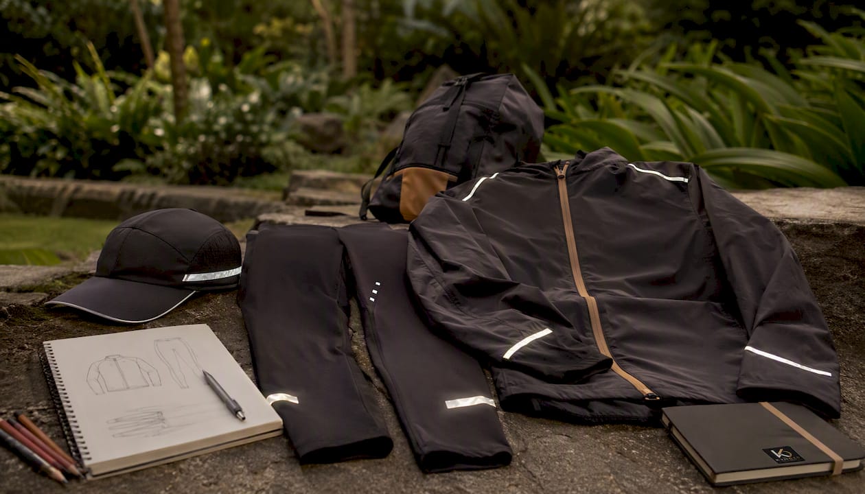 Sportswear showing reflective placement at motion zones