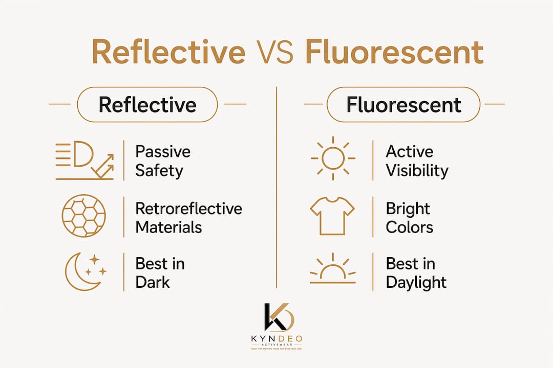 Infographic showing comparison between reflective and fluorescent