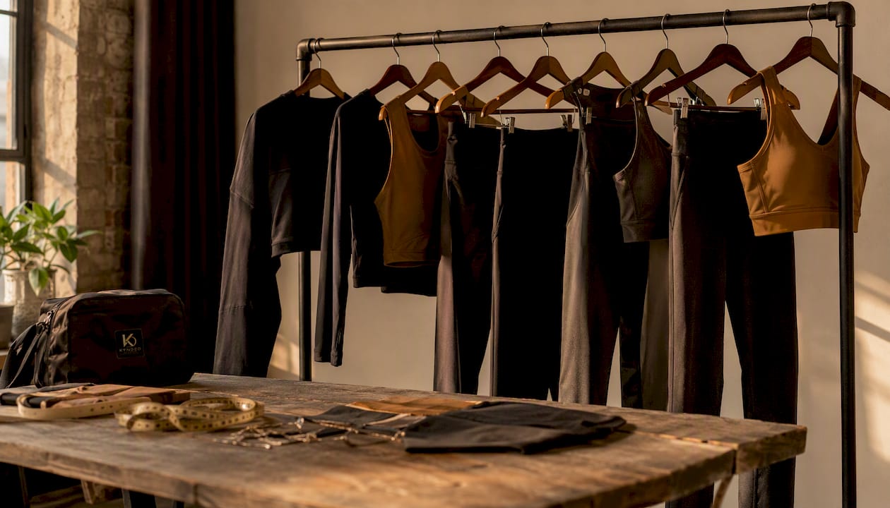 Activewear products showcasing clothing construction