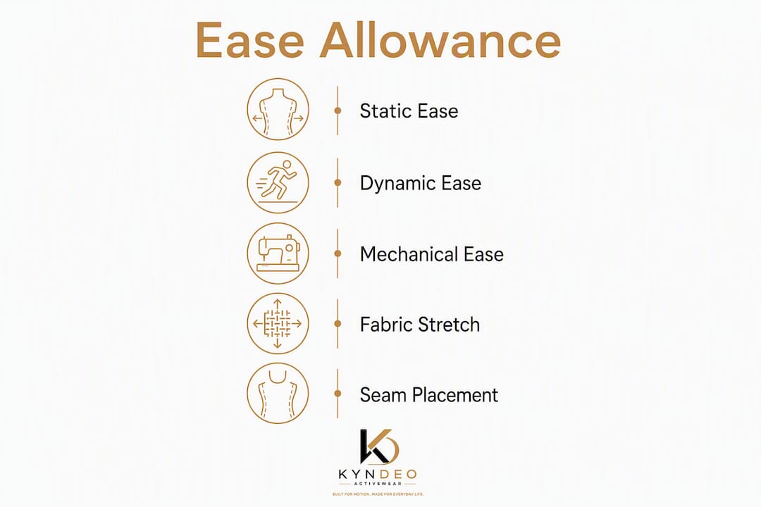 Infographic showing different types of ease allowance in clothing fit