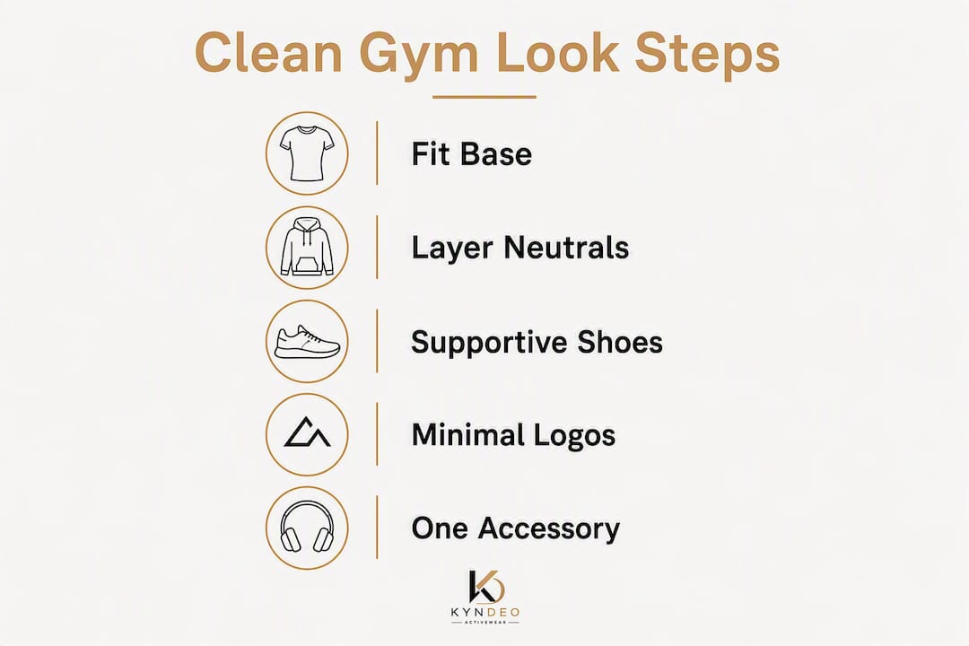 Infographic showing steps for a clean gym look