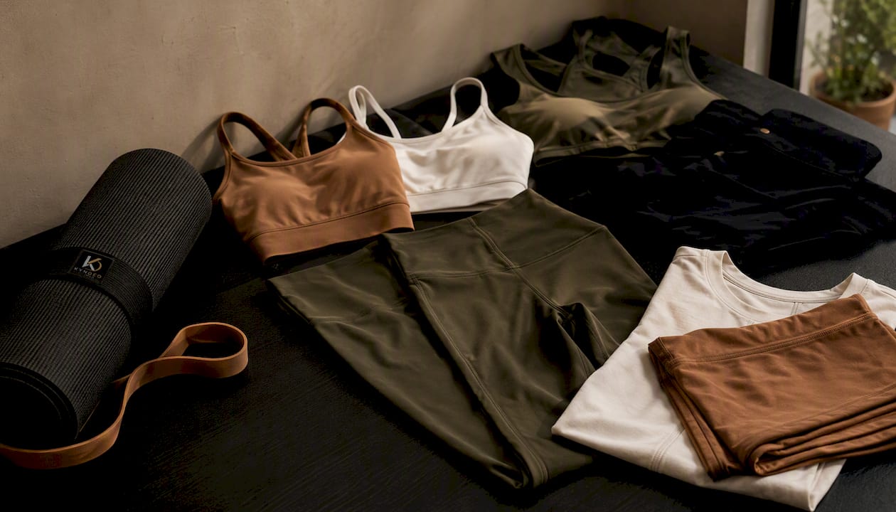 Selection of lightweight cardio apparel laid out