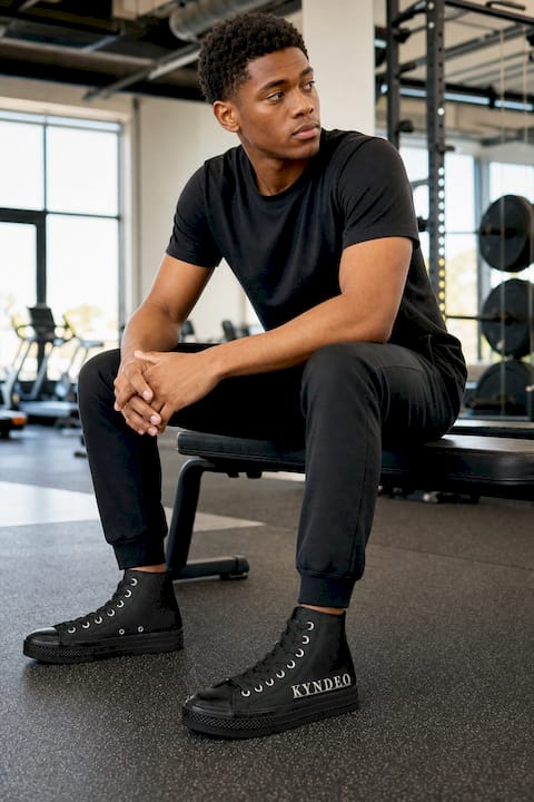 KYNDEO Court High-Top Canvas Sneaker - Noir Black