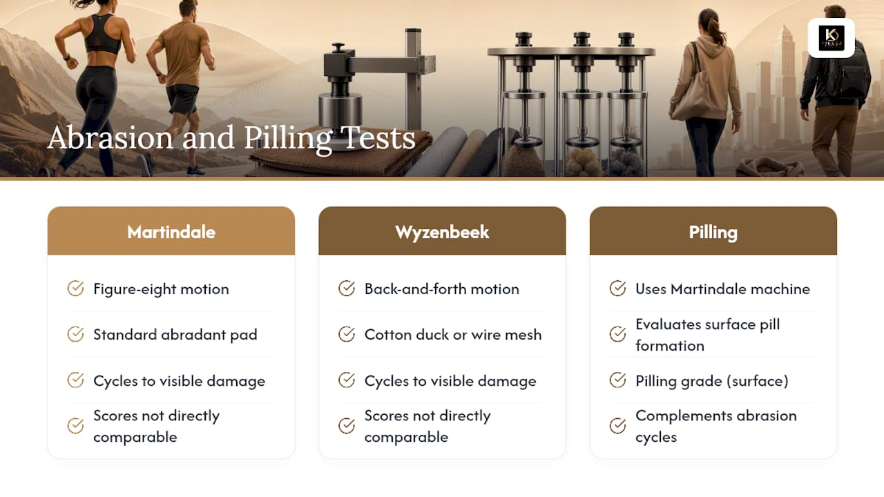 Comparison of Martindale and Wyzenbeek abrasion tests