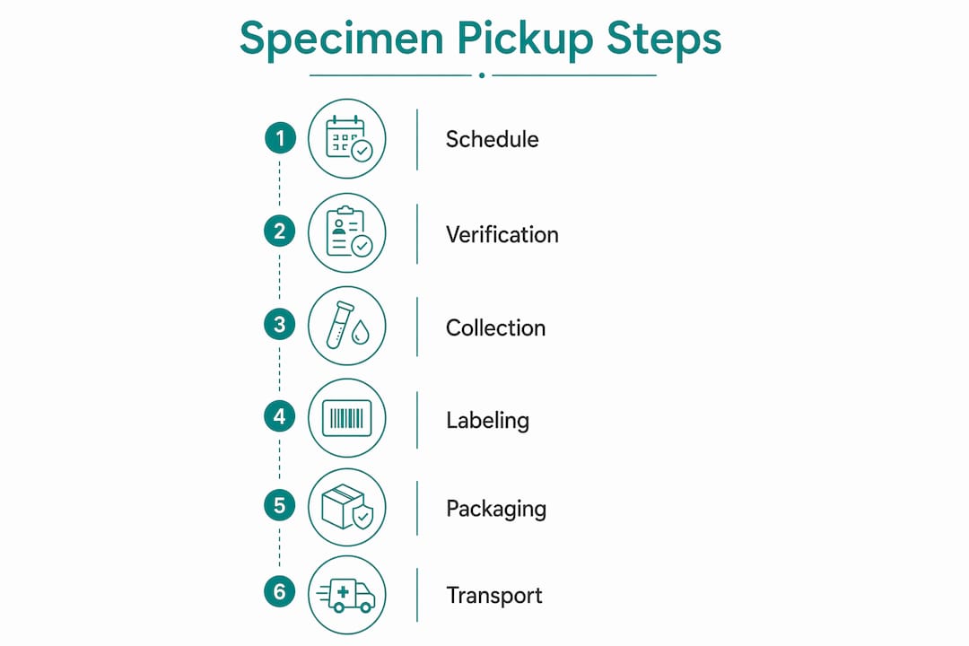 Infographic illustrating specimen pickup step-by-step process