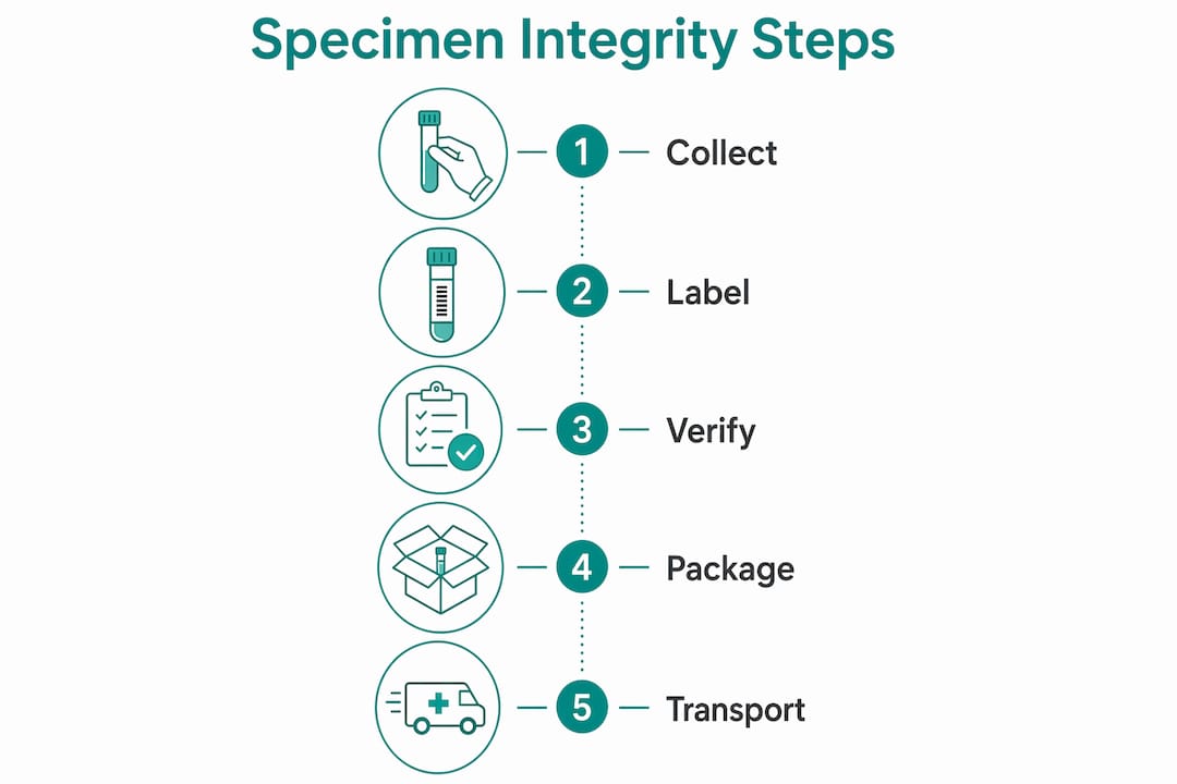 Infographic illustrating specimen integrity steps