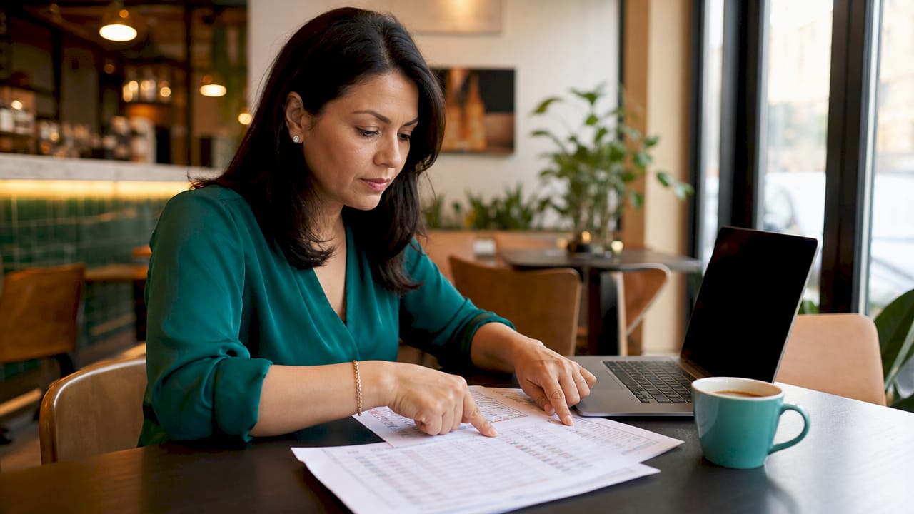 Clinic administrator reviewing specimen transport schedules at desk