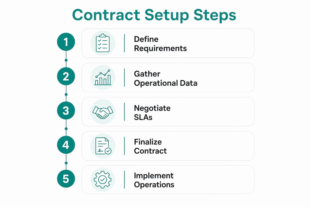 Infographic showing five key steps for courier contract setup