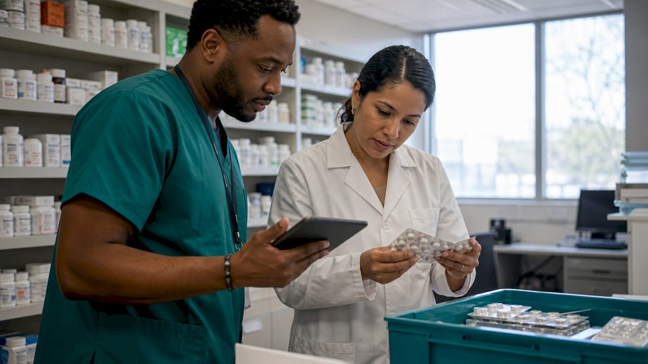 Healthcare professionals managing urgent medication orders