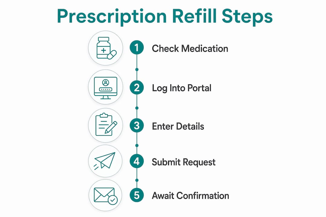 Step-by-step infographic for prescription refill process