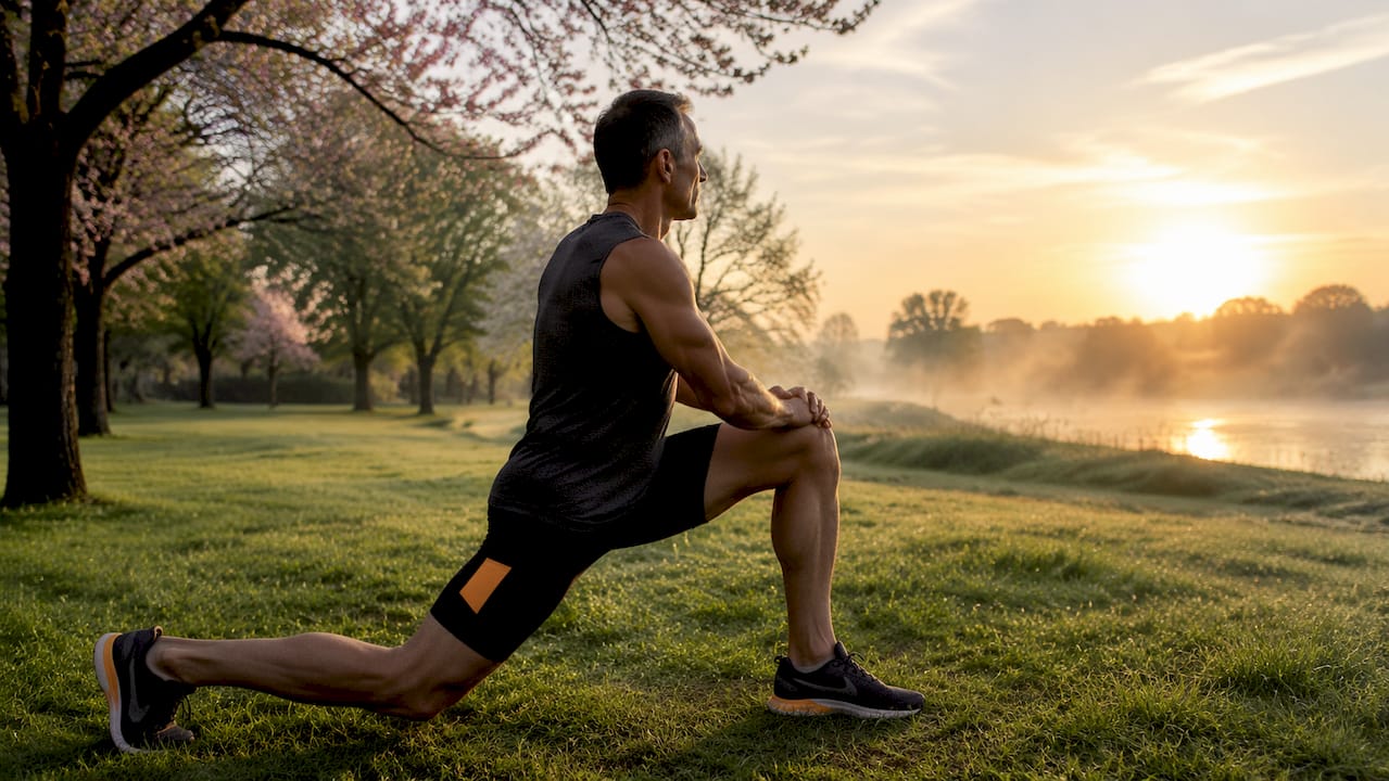 Man warming up before heavy lifting in gym