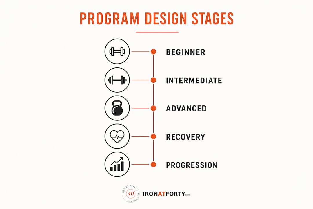 Infographic outlining stages of program design based on training age