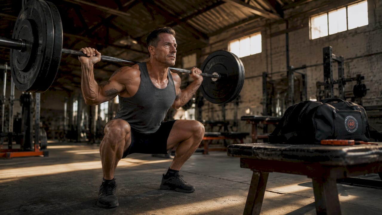 Hands gripping barbell during squat phases
