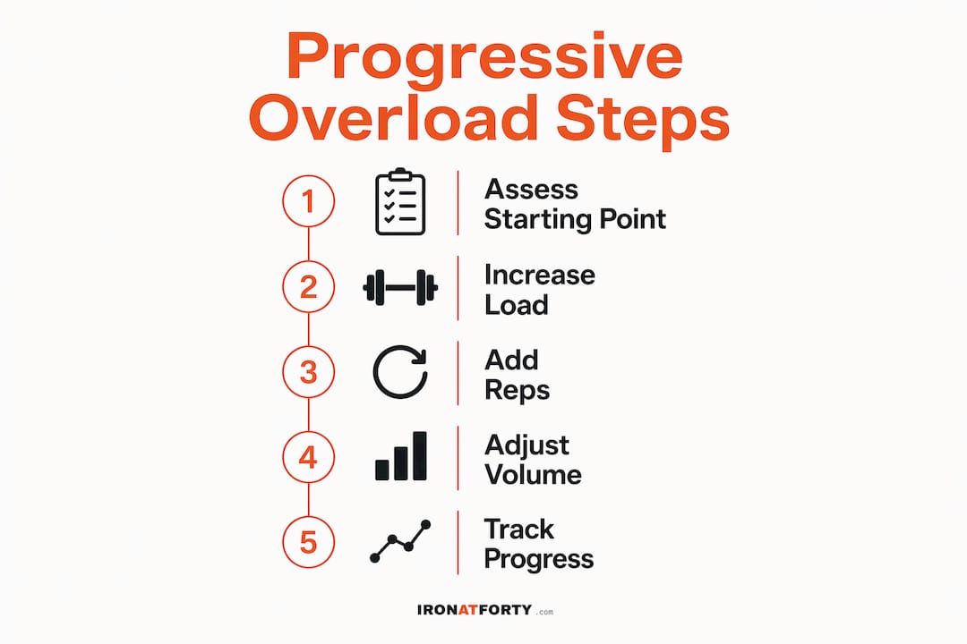 Infographic showing progressive overload steps