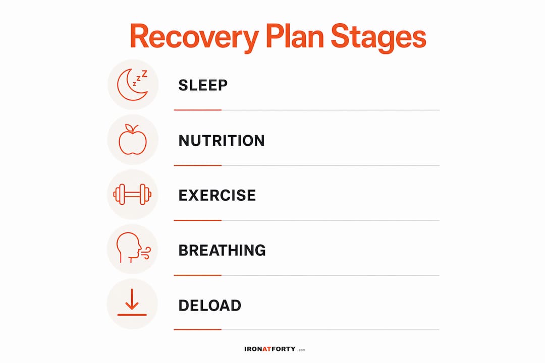 Infographic illustrating stages of recovery and cortisol management