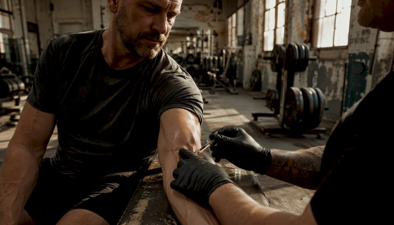 Peptide injection into athlete forearm