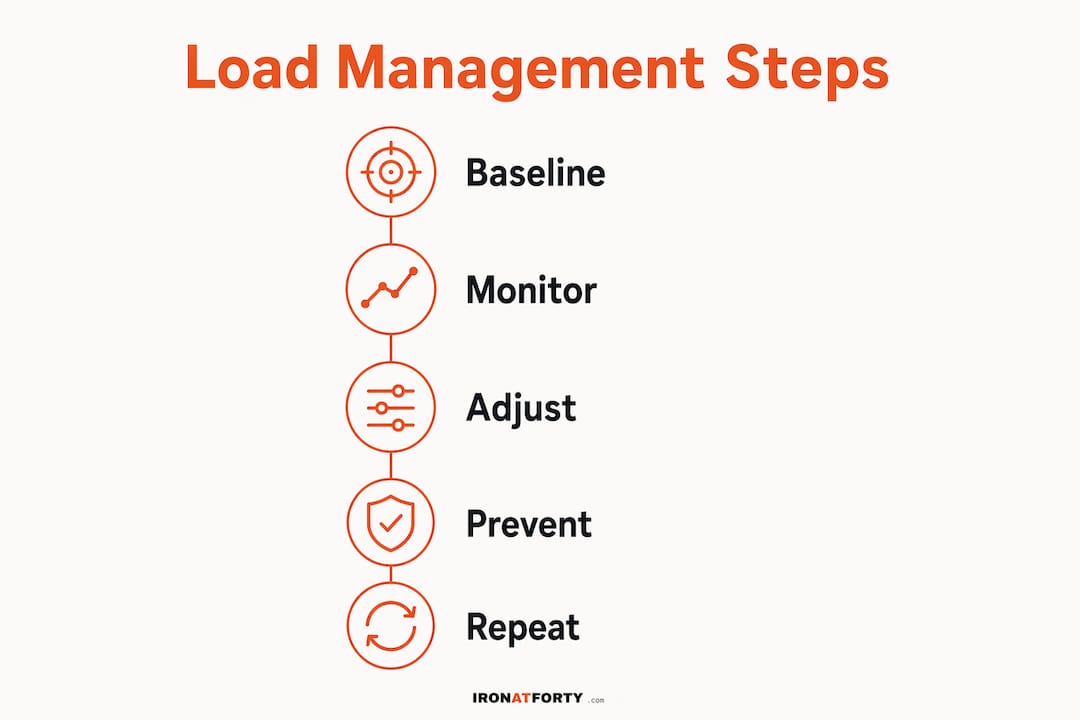 Infographic illustrating training load management steps