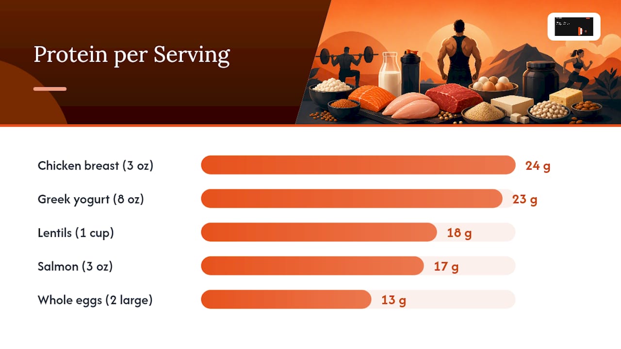 Protein content per serving for bodybuilding foods