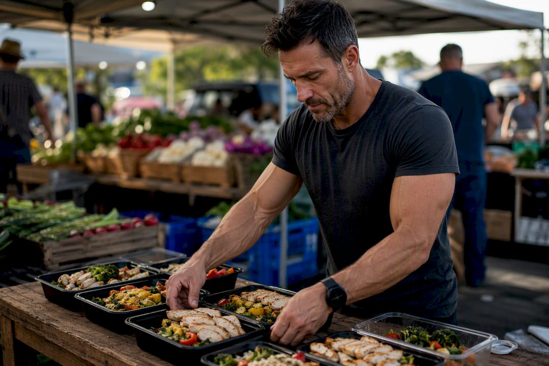 Athlete preparing meals for training cycles