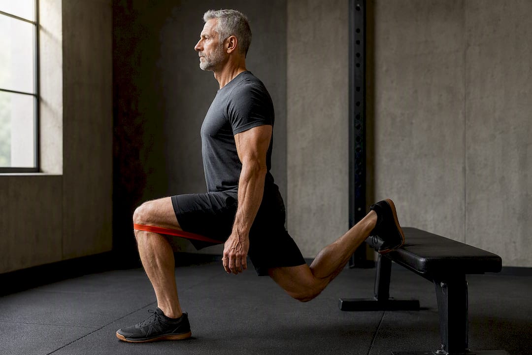 Lifter holding split squat isometric position