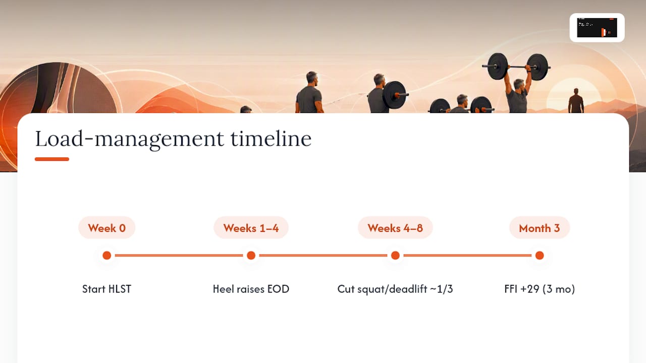 Load management timeline for heel raise training