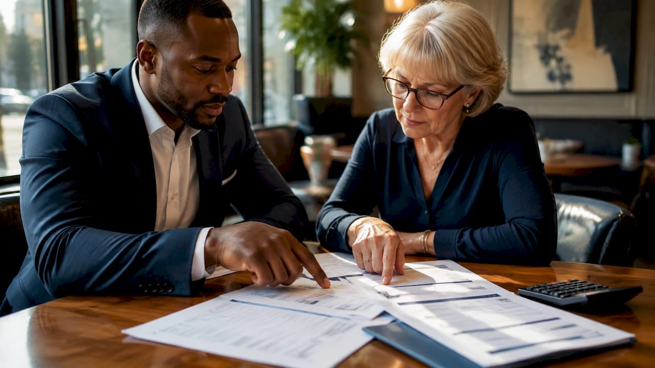 Hands pointing at advisor regulatory documents
