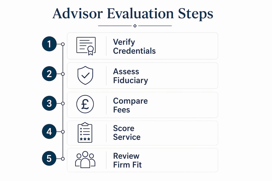 Infographic showing evaluation steps for wealth advisors
