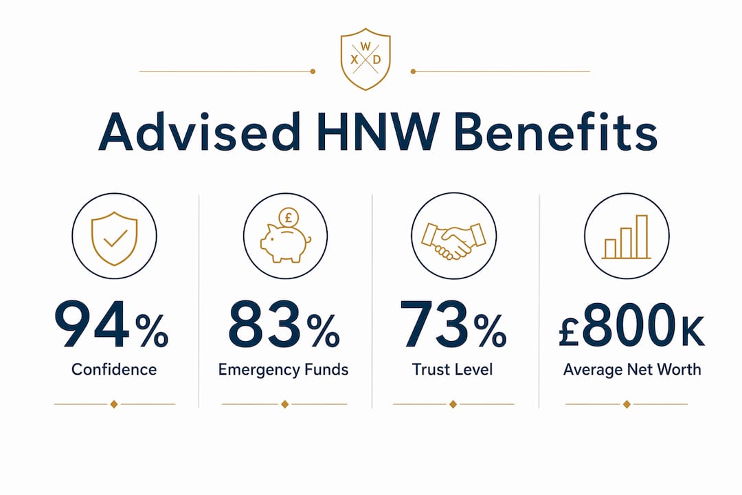 Infographic showing measurable benefits of advised HNW households
