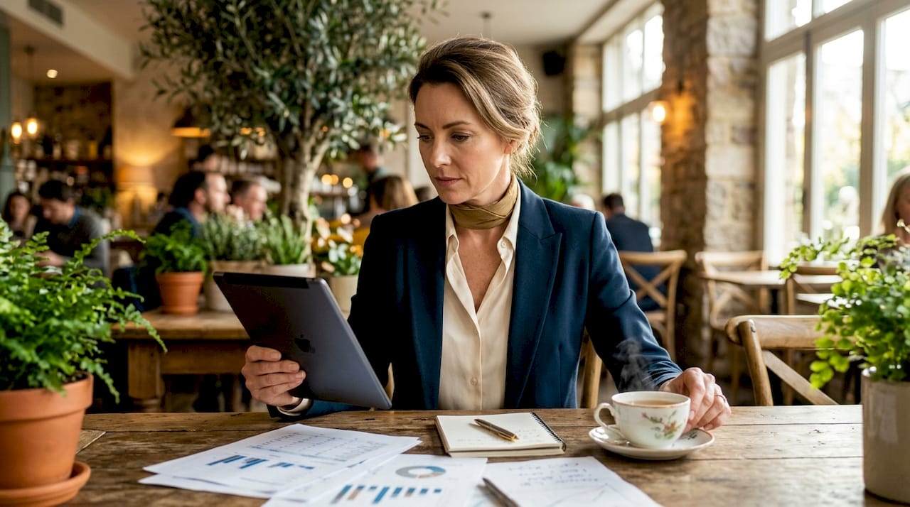 Woman engaged in private wealth financial planning at home