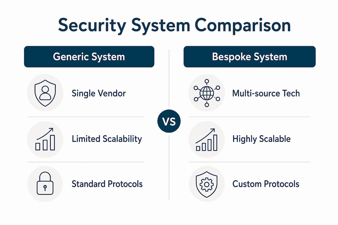 Infographic comparing generic and bespoke security systems