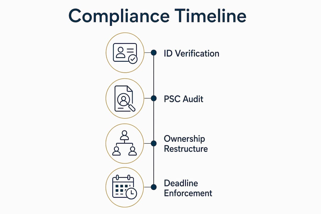 Infographic presenting compliance steps and deadlines