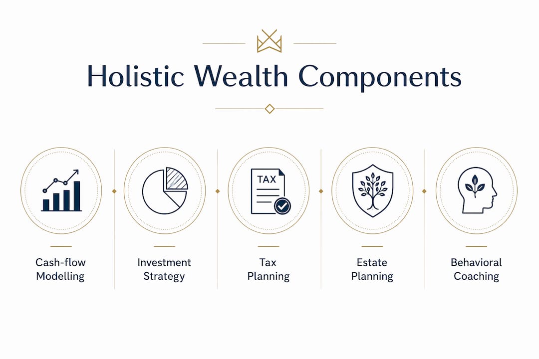 Infographic illustrating key components of holistic wealth