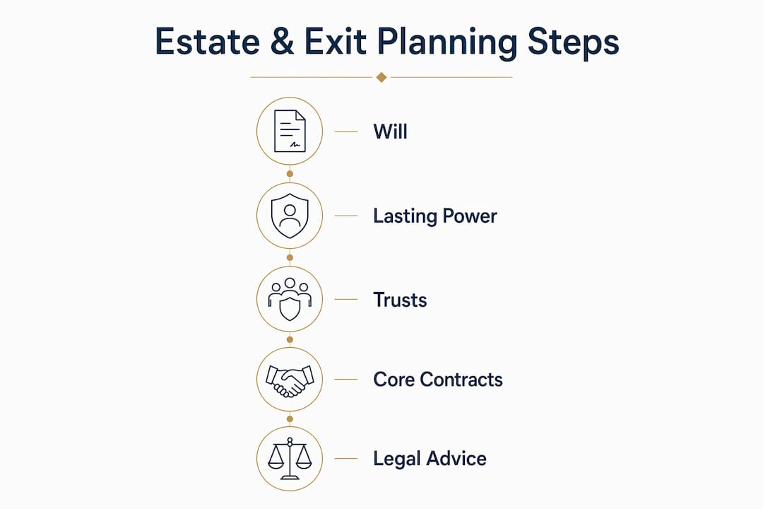 Infographic outlining estate and business exit planning steps
