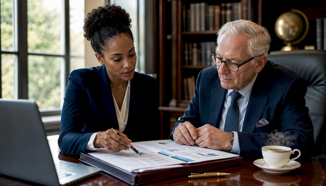Hands reviewing inheritance tax documents