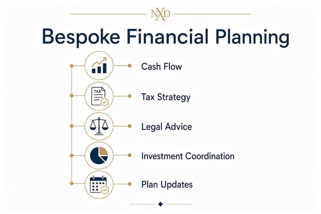 Infographic outlining bespoke financial planning steps
